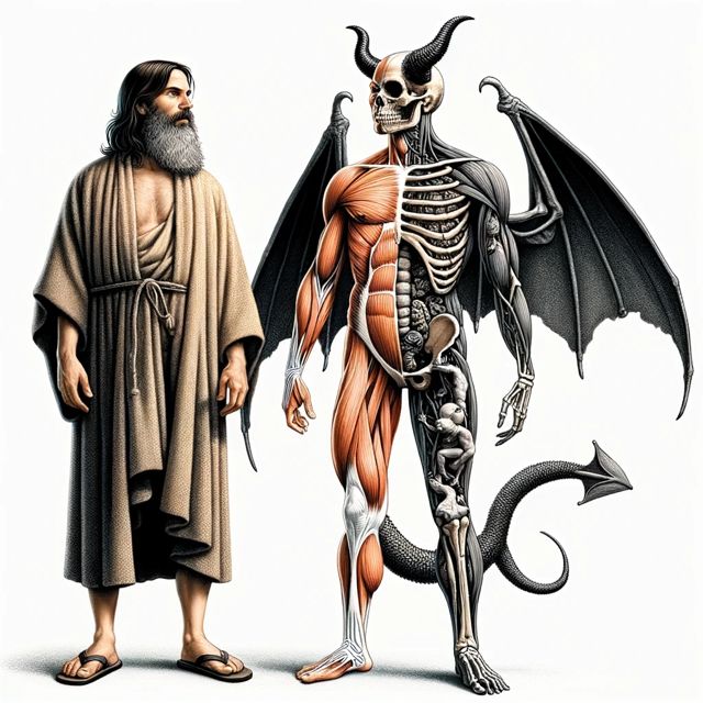 Creative and educational illustration depicting the two figures