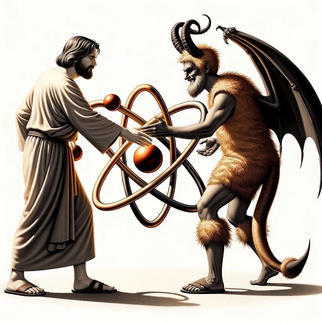 Creative illustration depicting two figures