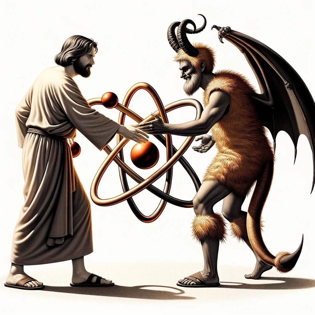Creative illustration depicting two figures