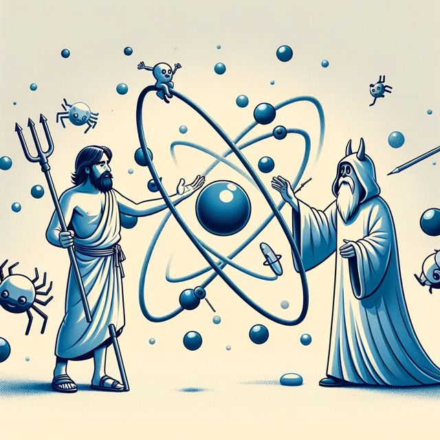 Creative illustration depicting two individuals interacting with the m