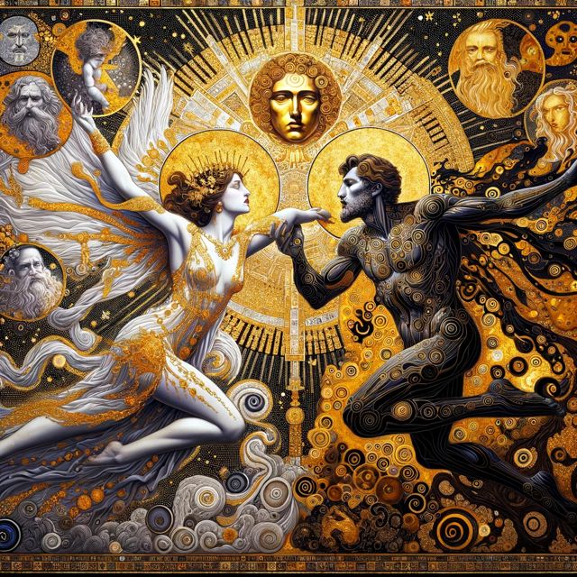 Dynamic scene portraying an epic battle between a benevolent