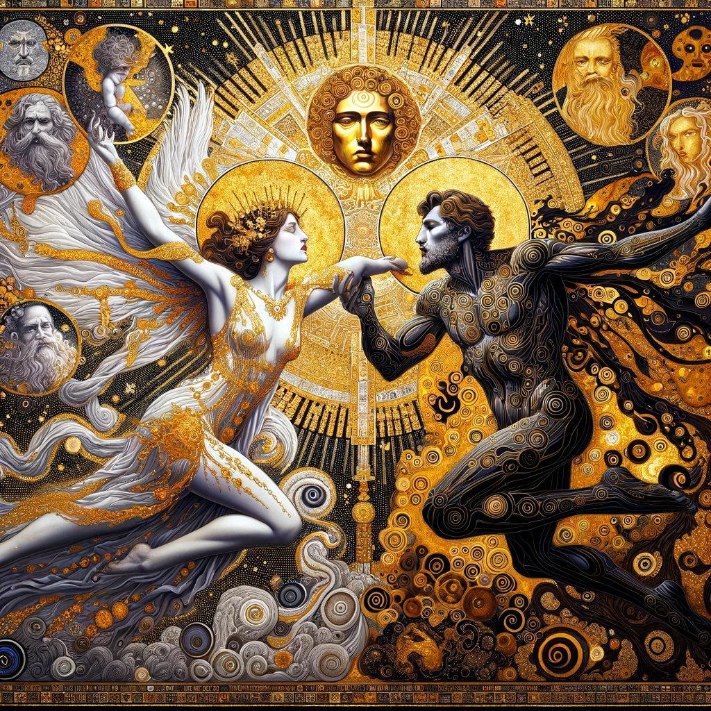 Dynamic scene portraying an epic battle between a benevolent