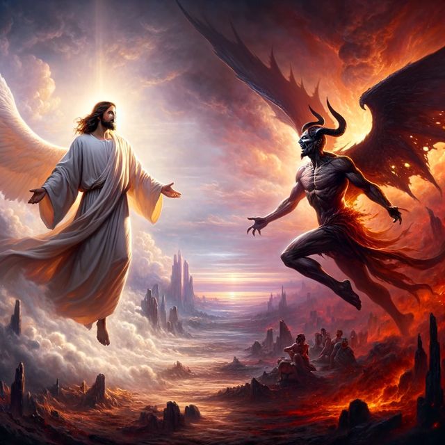Epic battle between Jesus and Satan