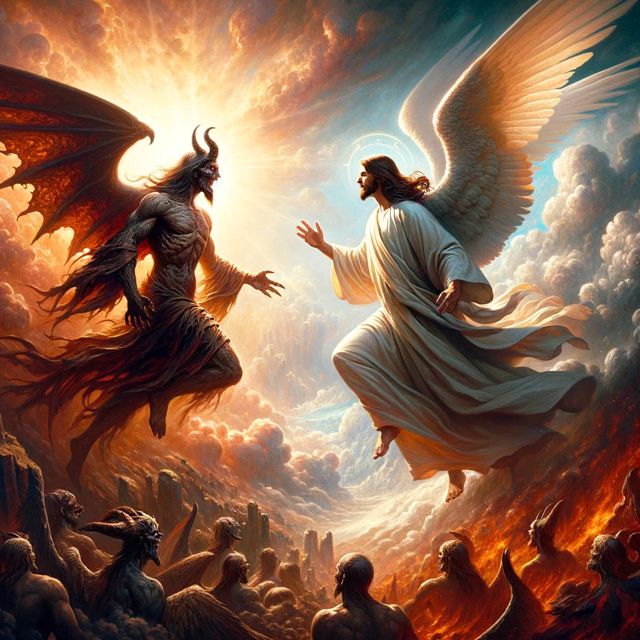 Epic battle between Jesus and Satan