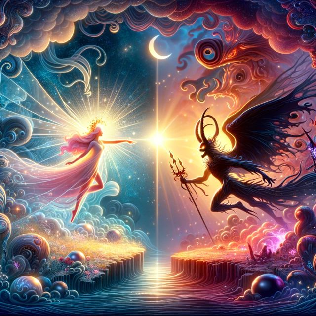 Mystical battle between a benevolent